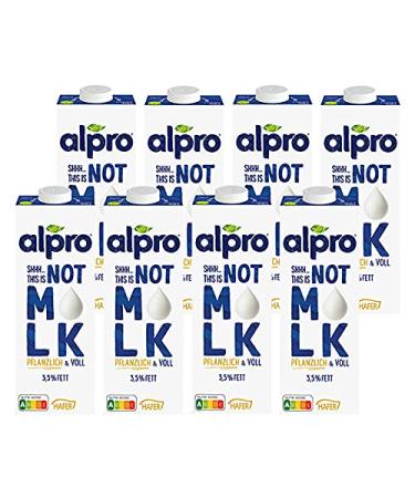 Alpro Not MLK Plant-based milk alternative full fat 3.5% 1L | Pack of 8 (8 x 1 liter) Oats 1 l (pack of 8)