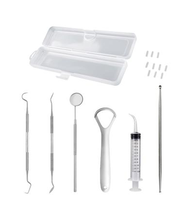 Airgoesin 8 Pieces Tonsil Stone Removal Tool - Teeth Plaque Remover - Tongue Scraper - Oral Irrigator - Dental Cleaning Oral Teeth Cleaning Tools Hygiene Kit - Fresh Breath Oral Rinse