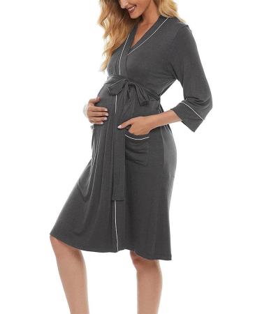 OCCIENTEC Maternity Nursing Robe & Nightgown Set | Maternity Hospital Gown for Breastfeeding | M Grey - Buy Online on GoSupps.com