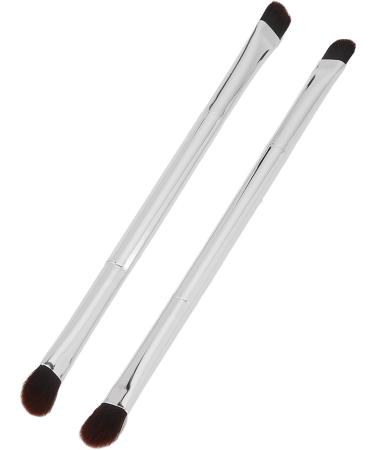 Makeup Concealer Brush Portable Double Ended Eyeshadow Brush Set 2pcs Silver Ergonomic for Home Travel - Buy Online on GoSupps.com