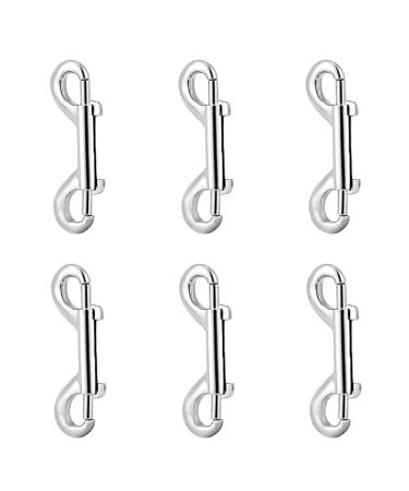Belvanr double carabin hook 6 pieces double -sided carabiner hook Double end snap Doppelkarabiner carabiner hook bolzen snapper Diving hook double hooks carabiner diving huckle (silver)