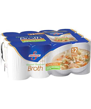 Swanson 100% Natural Goodness 33% Less Sodium Chicken Broth - 12 Cans (14.5 oz)