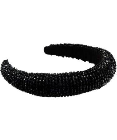 Rhinestone Headband Crystal Beaded Headband Embellished Hairbands Wide Velvet Hair Hoop Party Wedding Headpiece Hair Accessories for Women Girls Holiday Birthday Party - Buy Online on GoSupps.com