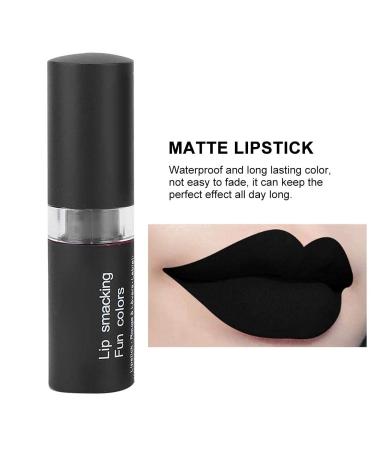 Black Matte Lipstick - Long-Lasting Highly Pigmented Retro Lip Gloss for Parties & Halloween Makeup - Buy Online on GoSupps.com