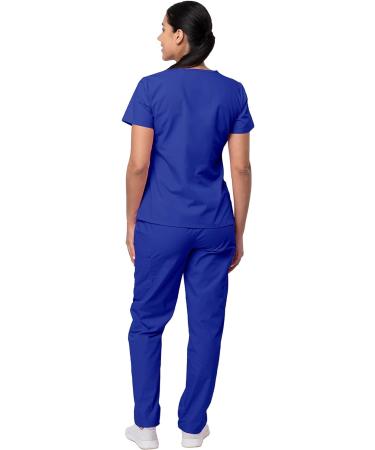 Sivvan Women's Scrub Set - Mock Wrap & Cargo Pants, Medium Royal Blue - Buy Online on GoSupps.com