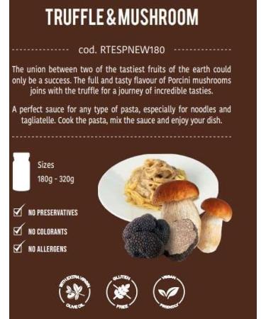 TARTUFI JIMMY Truffle & Mushroom Sauce 180g - Buy Online on GoSupps.com