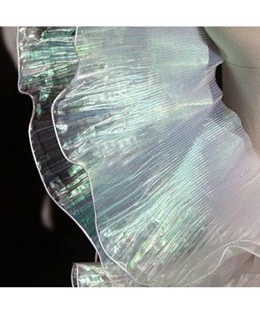 5 Yards Retro Ruffle Pleated Chiffon Trim in Iridescent White - Perfect for Dress, Bag Decoration, and Craft Sewing - Buy Online on GoSupps.com