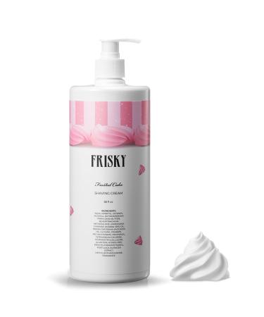 Frisky Frosted Cake Shaving Cream for Women 32 OZ - Rash-Free Conditioner & Moisturizing with Shea Butter & Jojoba Seed Oil Vanilla Scent Shave Cream Sensitive Skin Bikini Armpit Body & Face