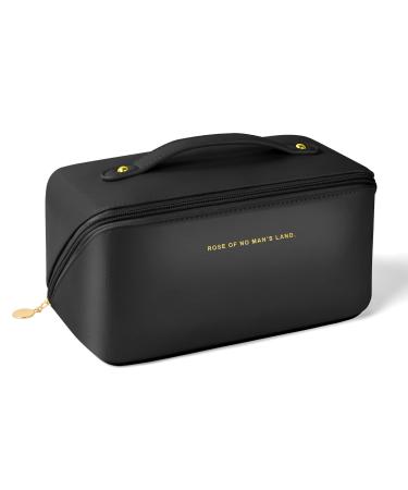 Aucuu Premium PU Cosmetic Bag Travel Bag Large Capacity Layered Cosmetic Bag Zipper Bag Portable Travel Organizer Multifunctional Waterproof Bag Easy to Carry - Gift for Women (Black) #3 Black-3