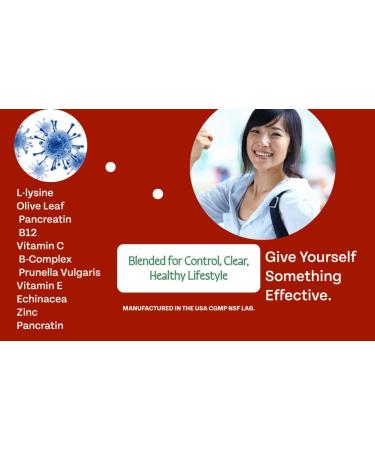 Clear-Biotic Cold Sore Treatment Supplements - With L-lysine, Olive Leaf, Pancreatin, B12, Vitamin C, B-Complex, and More - 180 CAPS - Buy Online on GoSupps.com