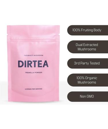 DIRTEA Tremella Mushroom Powder - 100% Organic, 2 000mg Serving, Vegan, Non GMO - Hyaluronic Acid Alternative for Skin Hydration & Anti-Ageing - Supports Collagen Production - 60g - Buy Online on GoSupps.com