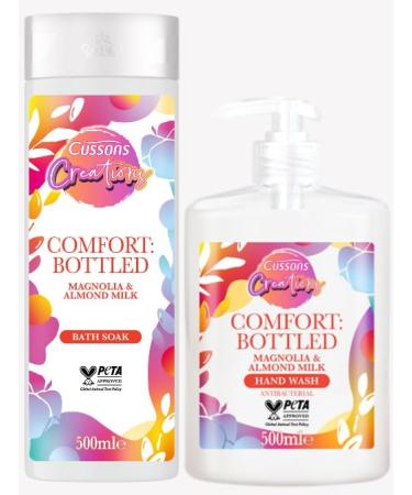 Cussons Creations Hand Wash & Bath Soak. Comfort Bottled A Fragranced Blend of Magnolia & Almond Milk