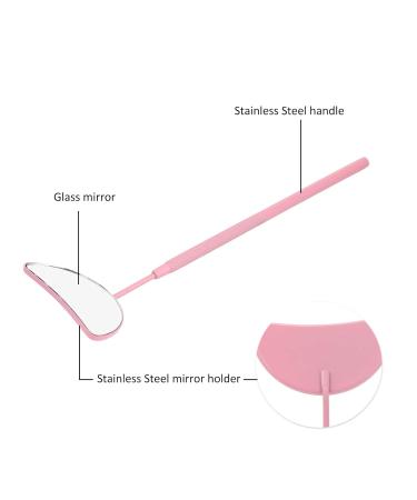 Eyelash Extension Mirror | Extra Large Makeup Mirror with Detachable Handle | Moon Shaped Stainless Steel Lash Accessories (Pink) - Perfect for Home Use - Buy Online on GoSupps.com