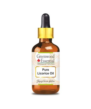 Greenwood essential natural liquid liquid (licorice) oil (glycyrrhiza glabra) with glass dripper natural therapeutic quality 30ml (1 oz)