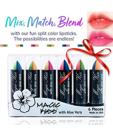 Magic Kiss Color Changing Matte Lipstick Set - Long Lasting Nutritious Lips Moisturizer - Made in USA - Pack of 6 Split Colors - Buy Online on GoSupps.com