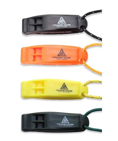 Safety Survival Whistle  Emergency Running Whistles with Lanyard (4 Pack) - Extra Loud - Perfect for Hiking, Boating, Camping, Hunting, Biking & More  U.S. Veteran Owned Company