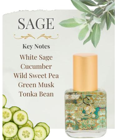 Sage Organic Perfume Oil Extract Roll-On by Sage- 1/4 oz Vegan & Cruelty-Free Fresh Scent Cucumber White Sage Sweet Pea Sage 1/4 oz Extract Roll-On - Buy Online on GoSupps.com