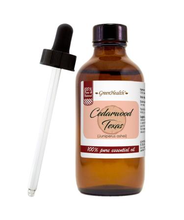 Cedarwood (Texas) Essential Oil - 4 fl oz - Amber Glass Bottle w/Glass Dropper - 100% Pure & Natural - GreenHealth