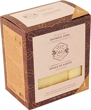 Crate 61 Vegan Natural Bar Soap Oatmeal & Shea 3 Pack Handmade Soap With Premium Essential Oils Cold Pressed Face And Body Bar Soap For Men And Women (4 oz 3 Bars) Oatmeal & Shea 3 Pack Oatmeal Shea 3 Count (Pack o...