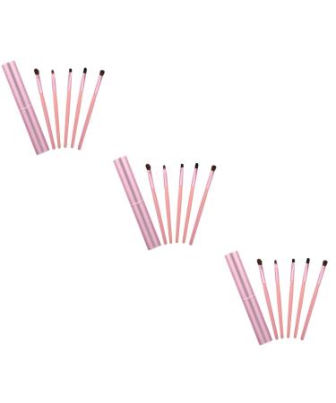FOMIYES 15 Pcs Makeup Brush Set Eyeshadow Cosmetic Eyeliner Brush Kit Eye Makeup Kits Suite Portable 2.1x2.1cmx3pcs Pinkx3pcs