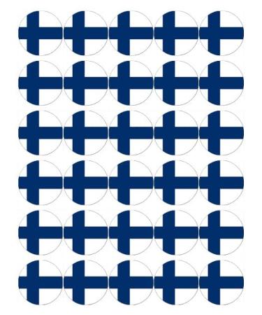 30 Finland Flags Cupcake Toppers Edible Wafer Paper Fairy Cake Toppers Birthday Cake Decorations