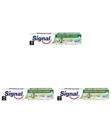 SIGNAL - Dentifrice Protection Caries Fraicheur Naturelle - Dents 10x plus fortes - Fraicheur naturelle - 95% d'ingr dients d'origine naturelle - 75ml (Lot de 3)
