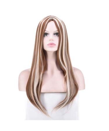 26 Ombre Blonde Long Smooth Heat-Resistant Synthetic Wig for Women - Daily & Party Use + Free Wig Cap - Buy Online on GoSupps.com