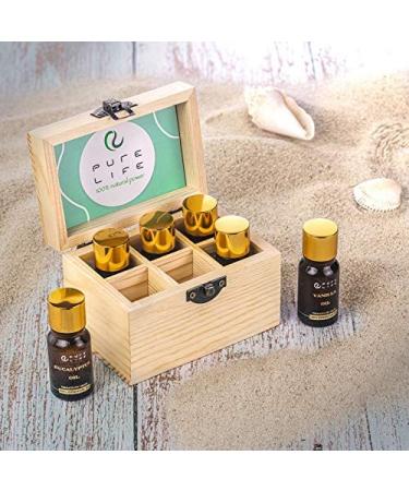 Pure Life Top 6 Essential Oils Set - 100% Organic Aromatherapy Kit for Diffuser & Humidifier - Lavender, Peppermint, Eucalyptus, Orange, Vanilla, Jasmine - Buy Online on GoSupps.com