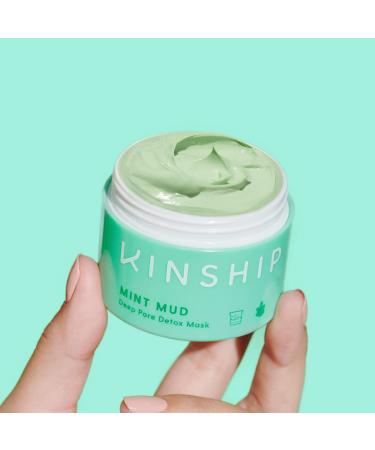 Kinship Mint Mud Deep Pore Detox Mask - 2 oz - Bentonite & Kaolin Clay with Lactic Acid - Balances Oil, Unclogs Pores, Improves Blemishes - Buy Online on GoSupps.com