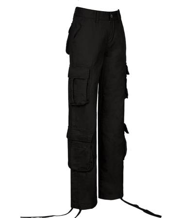 Gufesf Women's Baggy Cargo Pants - Trendy Low Waist Wide Leg Trousers with Big Pockets | Y2K Streetwear Fashion - Ak-a-black, Large - Buy Online on GoSupps.com