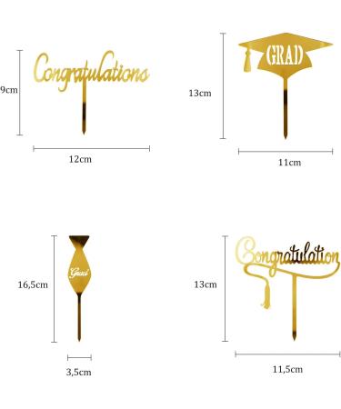 ALEGRE Graduation Cake Decoration Gold Graduation Cake Topper Pack of 8 Grade Cap Cake Decoration Acrylic Graduation Congratulation Cake Decoration You Did It Cake Topper for Graduation 2024 - Buy Online on GoSupps.com