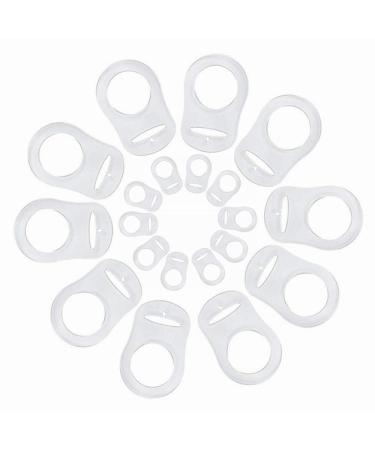 20 pieces soft silicone adapter ring transparent pacifier clip adapter baby pacifier ring holder clip adapter for MAM rings