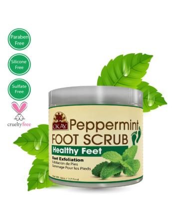 OKAY Peppermint Foot Scrub 6oz - Refreshing Peppermint Exfoliating Scrub - Buy Online on GoSupps.com