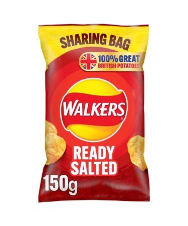 Walkers Big Bag READY SALTED Crisps Snacks 6 x 150g Bags