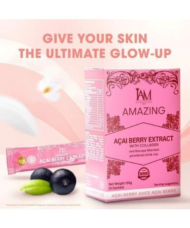 Amazing Acai Berry Extract Drink Mix with Collagen and Bacopa Monnier - 150g (10 sachet) - Buy Online on GoSupps.com
