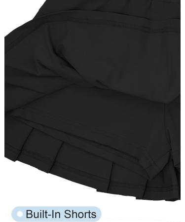 Seaur Sports Skort for Girls - Stretchable Tennis Skirt with Built-in Shorts for Running Yoga & Training (Ages 3-11 Black) - Buy Online on GoSupps.com