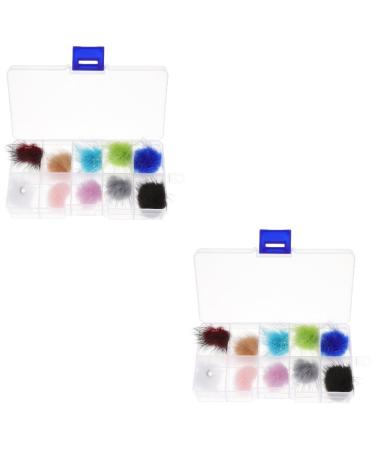 Beaupretty Decoration Boxes Set Ornaments Puff Charms Pompom Polish kit Pompom Supplies 3D Velvet Fluffy Nail Decoration