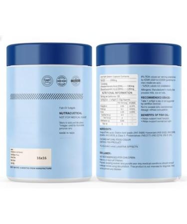 Omega 3 Fish Oil 1000mg (180 EPA 120 DHA) 50 softgels Natural Nutrition Supplement for Muscle Heart & Skin - Buy Online on GoSupps.com