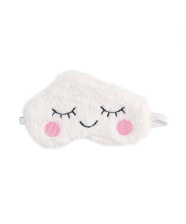 surell - Faux Rex Rabbit Fur Cloud Sleep Mask - Cute Fun Fluffy Sleeping Eye Covering for Girls - (White Pink) Cloud - White Pink