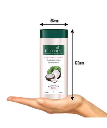 Biotique Bio Creamy Coconut Body Lotion - Ultra-Rich Moisturizer for Extra Dry Skin 180ml | International Shipping - Buy Online on GoSupps.com