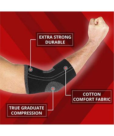 Cotton Compression Elbow Sleeves - 2 Pack Support Braces for Men & Women | Pain Relief for Tennis Golf Arthritis Tendonitis - Extra Large - Buy Online on GoSupps.com