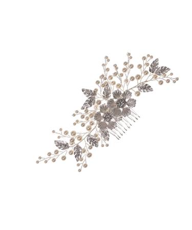 minkissy Flower Comb Wedding Hair Vintage Bridal Hair Bridesmaids Hair Bridal Comb Headdress Side Hair Crystal Comb Hair Accessories for Women Wedding Flower Crystal Miss Alloy Abs