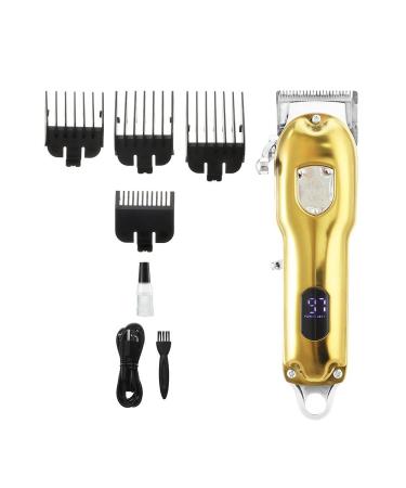 Pro Hair Clipper Electric Hair Clipper Oil Head LED LCD high-Power Razor Electric Metal Body Electric Hair Clipper Gold