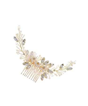 Housoutil 1pc Pearl Comb Hairpieces Rhinestone Headpiece Wedding Hair Comb Crystal Hair Clips Crystal Hair Comb Wedding Pearl Headpiece Rhinestone Hair Clips Sparking Hanfu Bride The Photo