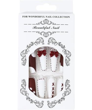 With Solid Glue Nail Lamp Christmas False Nails Long Fake Nails Red Bow Press On Nails Ballerina Acrylic Stick On Nails 24pcs For Women And Girls 1 count (Pack of 1) Red - Buy Online on GoSupps.com