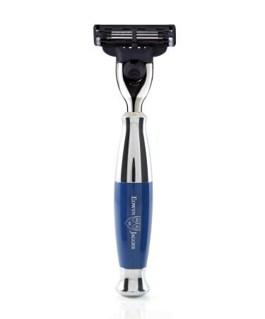 Edwin Jagger Diffussion 36 Series Chrome Plated Handle Compatible With A Mach3 Razor Cartridge Blue