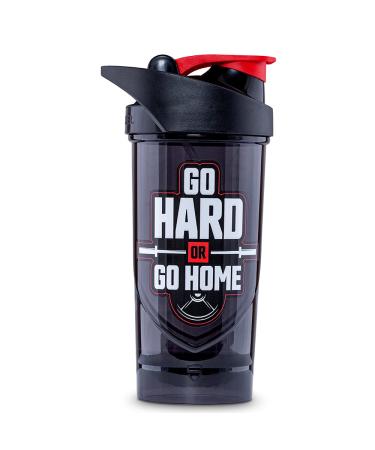 Shieldmixer Hero Pro Classic Shaker Go Hard or Go Home - BPA -free - Gym accessories - Protein Shaker - Fitness drinking bottle - Black - 700ml