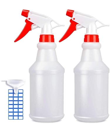 JohnBee Spray bottle - Empty spray bottles (16oz/2Pack) - Spray bottles for Cleaning Solutions / Plants / Bleach Spray / BBQ - With Adjustable Nozzle from Fine Mist to Stream - BPA Free Material