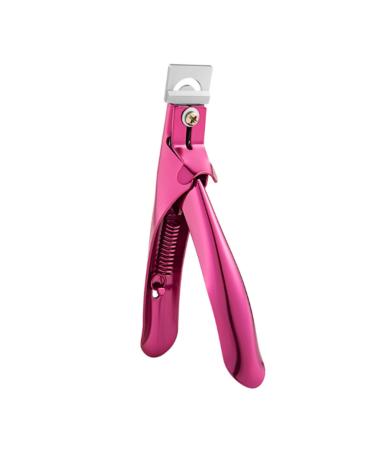 Willight tip cutter nail tip manicure tool nails clipper nail catcher trimmer stainless steel for salon home art beauty design diy (rose red)