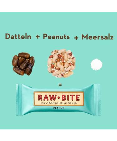 Rawbite Peanut Bars - Vegan Gluten-Free Organic | 12-Pack Fruit Nut Bars without Added Sugar - Buy Online on GoSupps.com